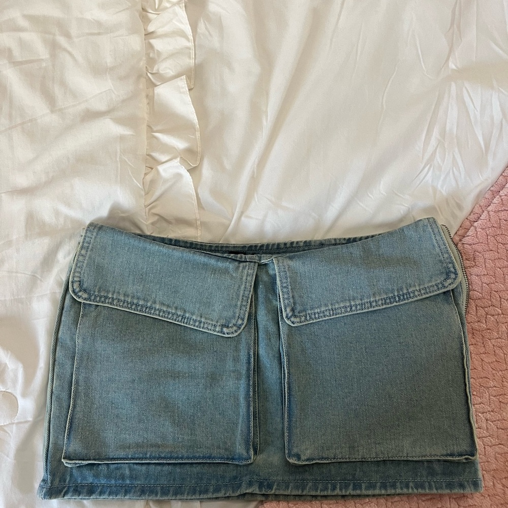 PrettyLittleThing Blue Denim Mini Skirt